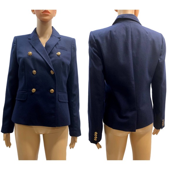 J Crew Navy Blue Double Breasted Wool Blazer Gold Buttons | NWOT | Size 6 - Picture 9 of 10